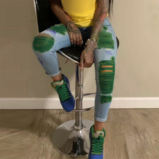 "Colors" Women's Color Ripped Jeans