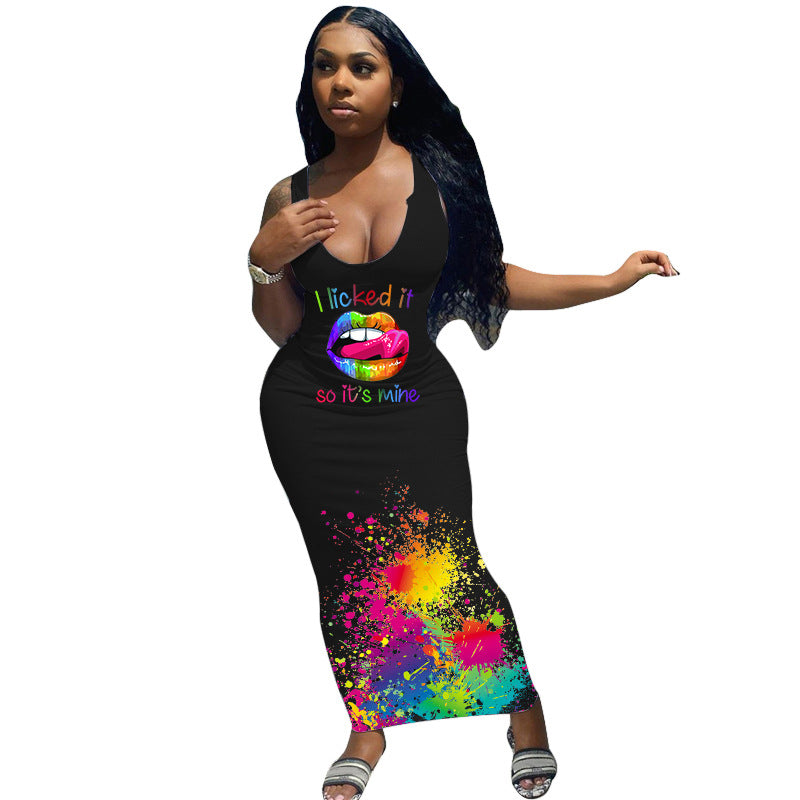 Women's Summer Breathable Long Skirt Fashion Print Casual Dress