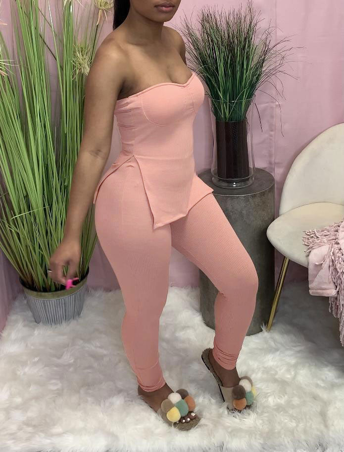 "Casually Me" Sexy Rib Knit 2 Piece Set
