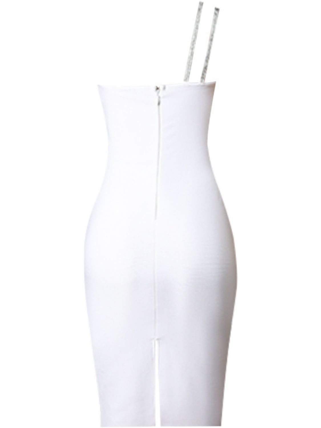 Rhinestone One-Shoulder Cutout Slit Bandage Dress