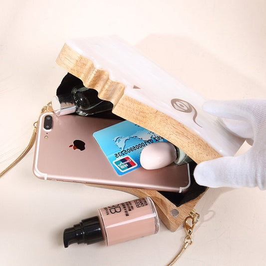 New Unique Design Wooden Acrylic White Face Purse