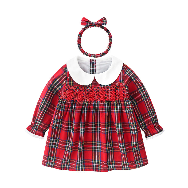Little Girls' Red Checker Print Dress