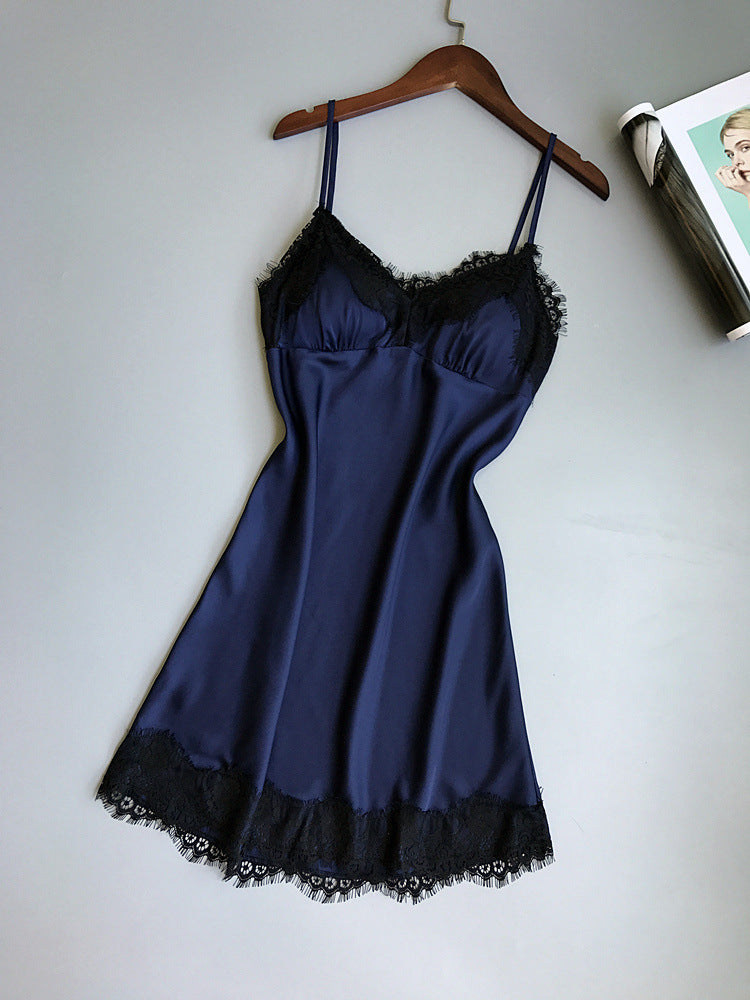 V-neck Lace Hem Strap Nightgown