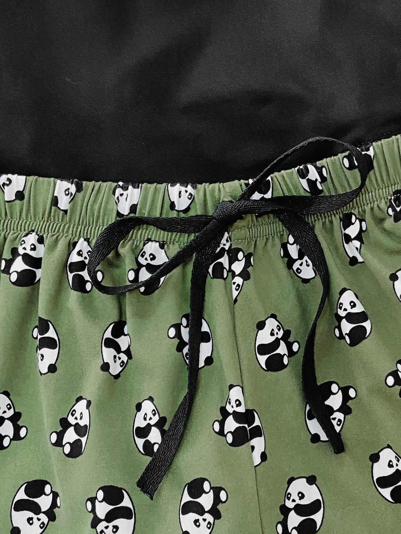 "Friday" Graphic Tee and Panda Print Shorts Lounge Set