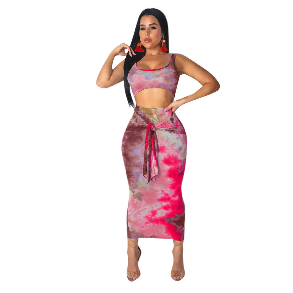 Tye Dye Two-piece Sexy Printed Midi Dress