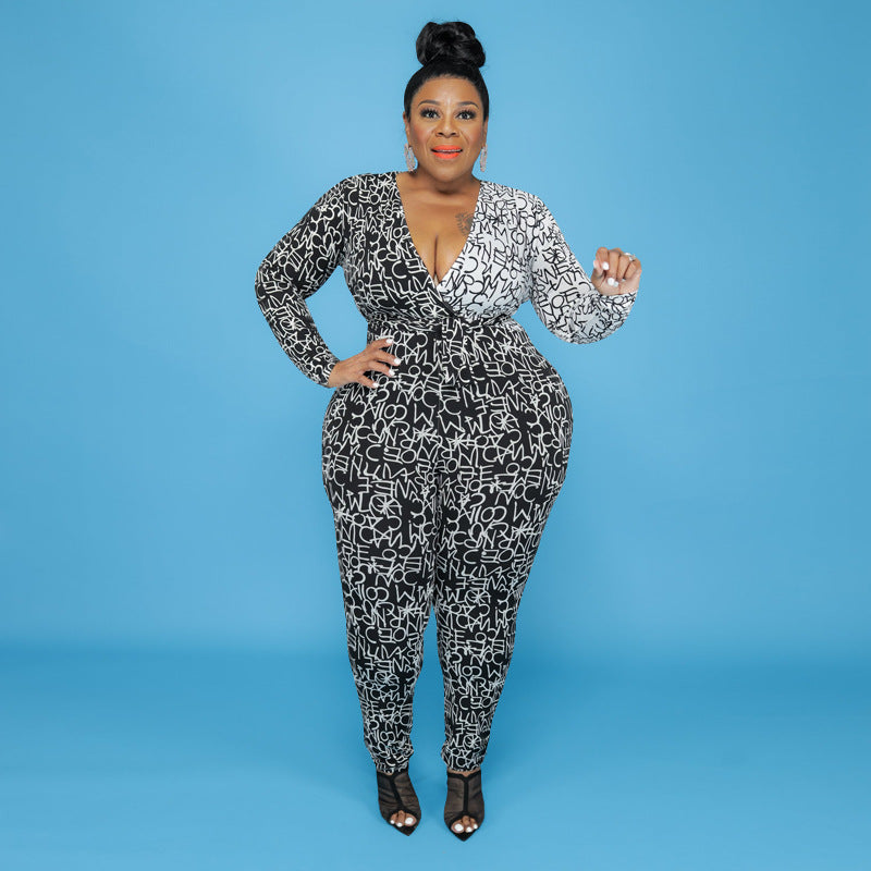 "I'm Uniquely Me" Women Plus Size V-Neck Jumpsuit