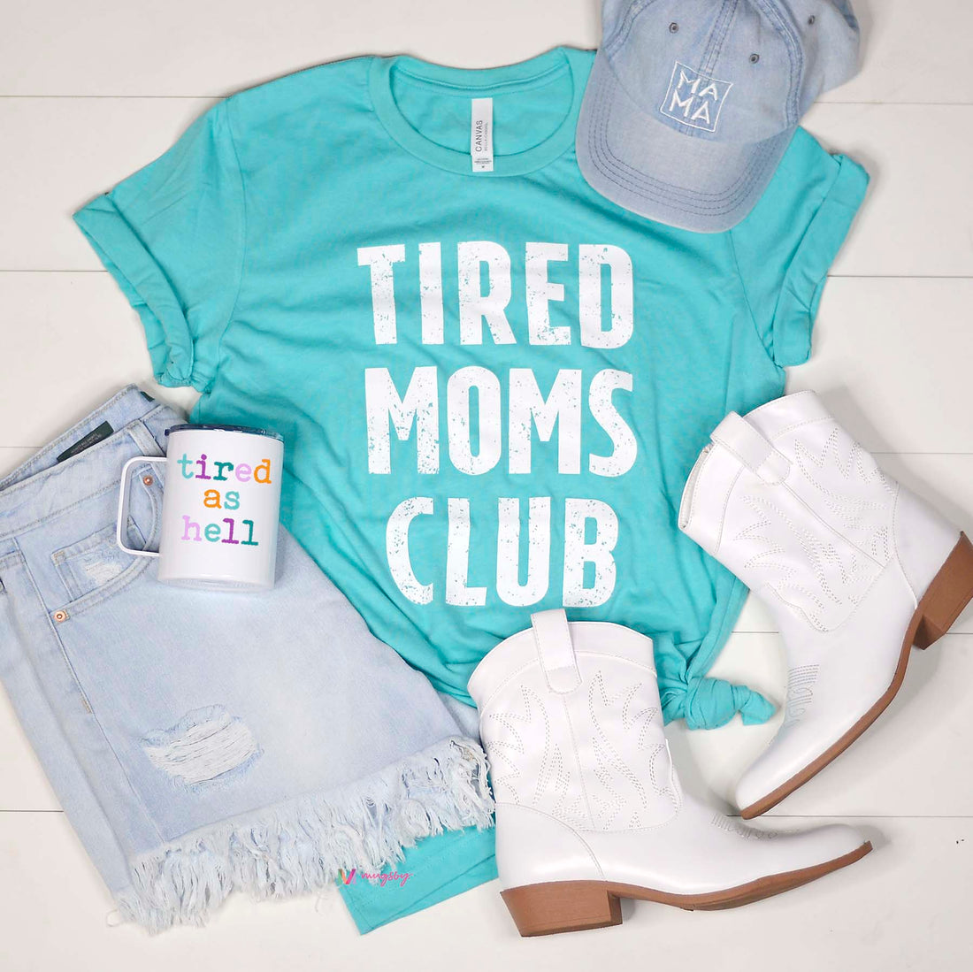 Tired Moms Club Shirt in Sea Green