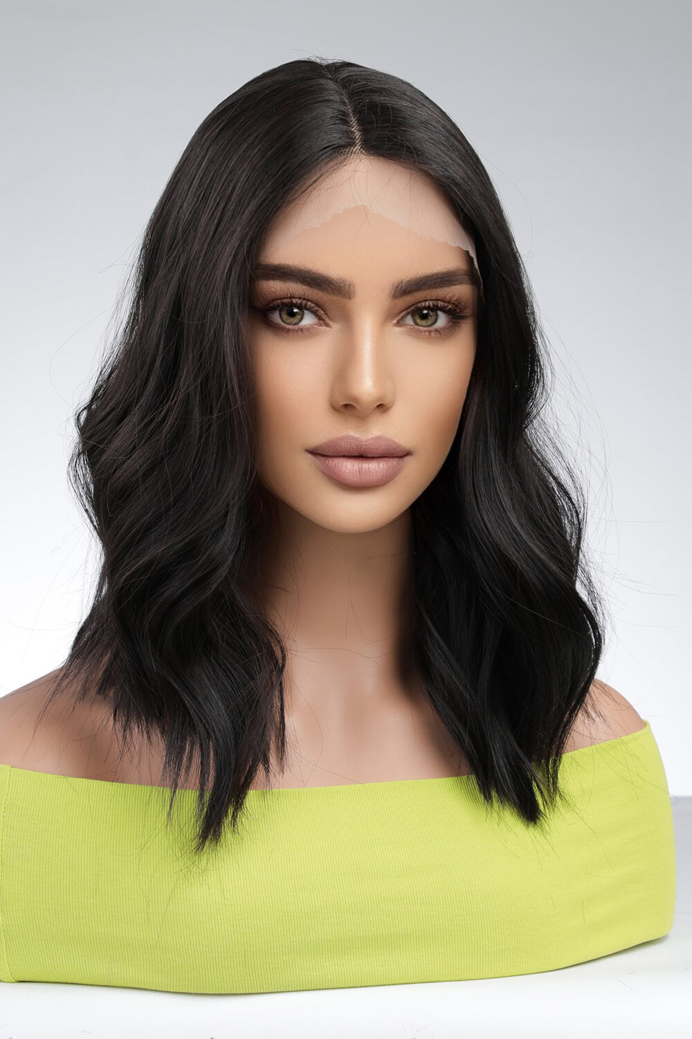 13*2" Lace Front Wigs Synthetic Mid-Length Wave 18" Heat Safe 150% Density
