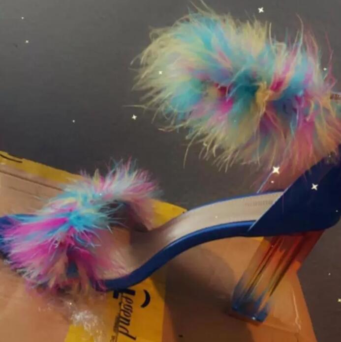 New Summer Fashion Rainbow Crystal Heels