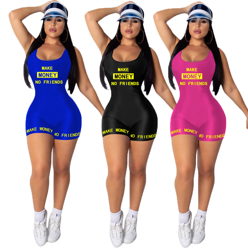 "No Friends" Sleeveless Women Fashion Romper