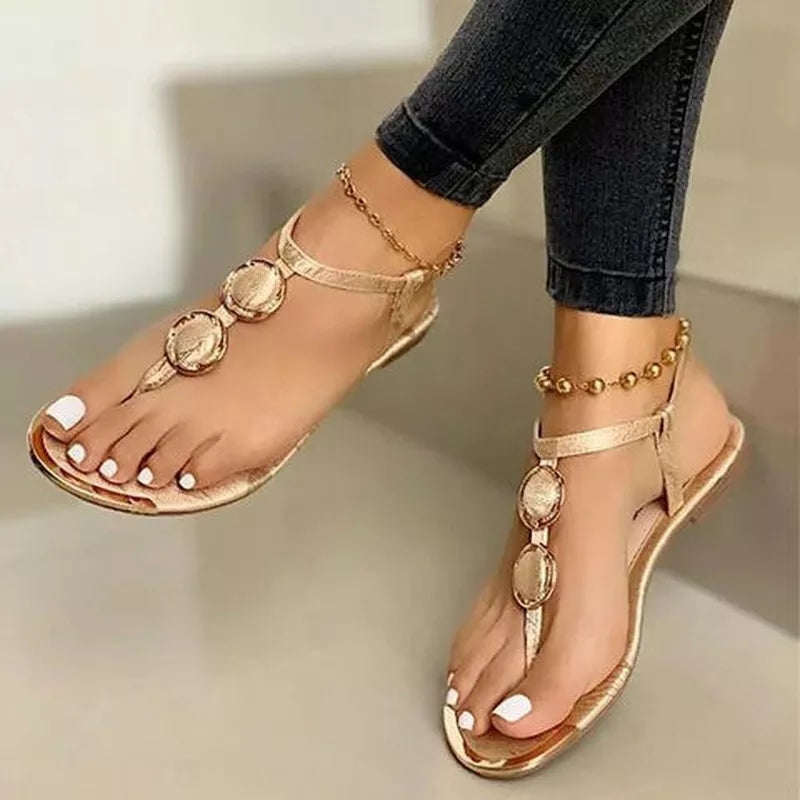 Women's Summertime Gold Trim Sandals