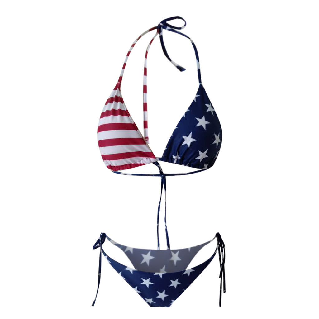 American Flag Printed Sexy Bikini Swimsuit