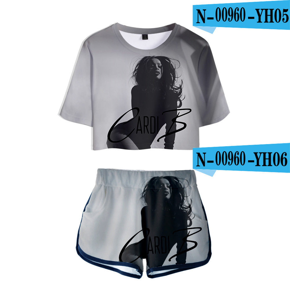 Trendy Sexy 3D Printed Short Sleeve Set
