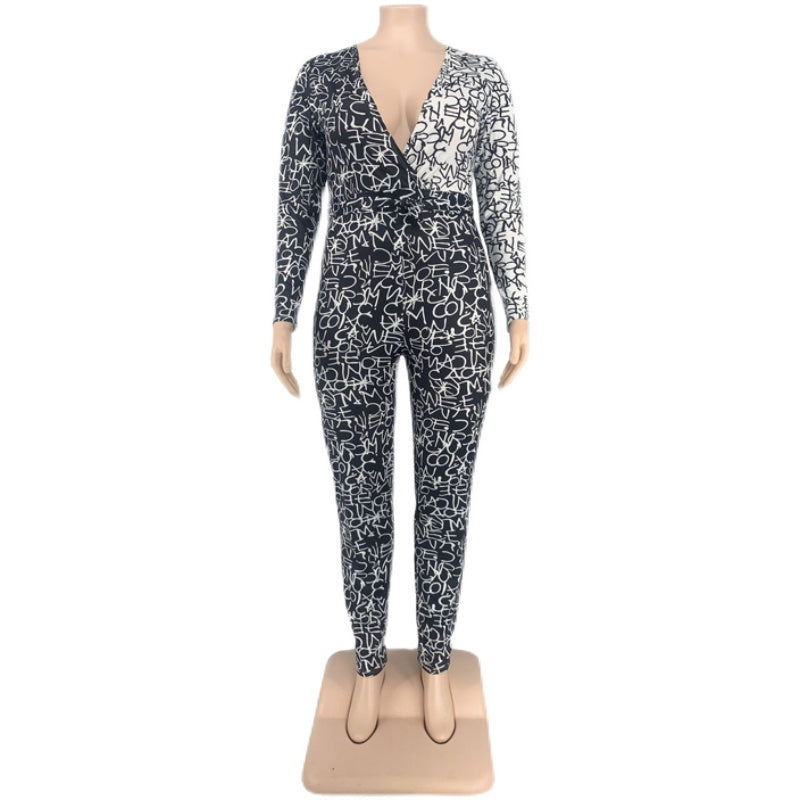 "I'm Uniquely Me" Women Plus Size V-Neck Jumpsuit