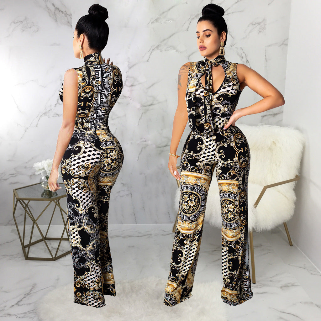 "Designer Queen" Printed Sleeveless Jumpsuit