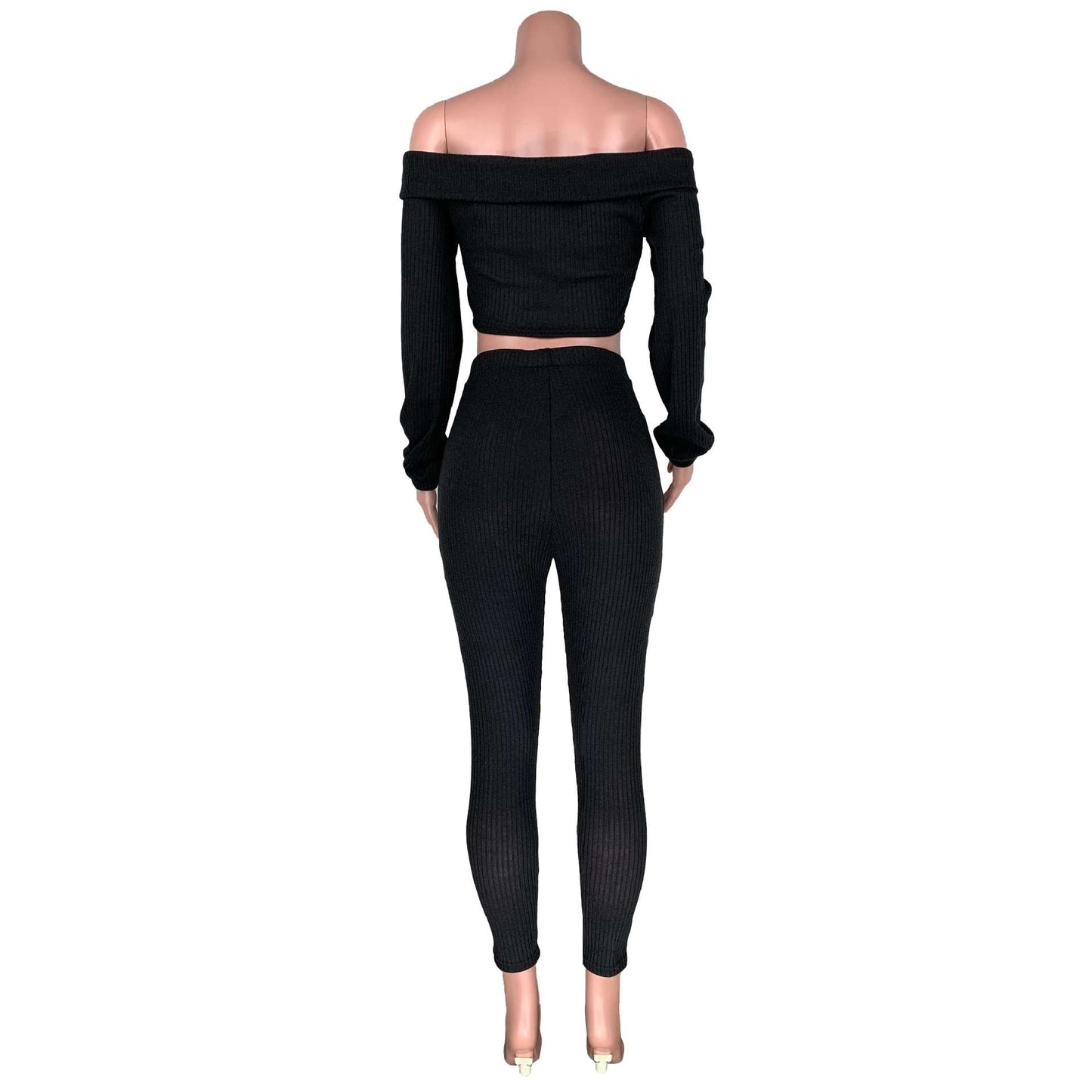 One-piece shoulder fold collar two-piece set