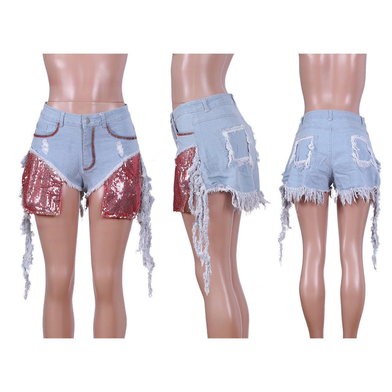 Rhinestone Washed Shorts