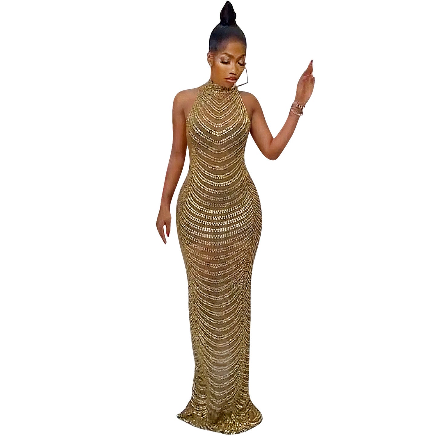 Hot Diamond Sexy Backless Dress