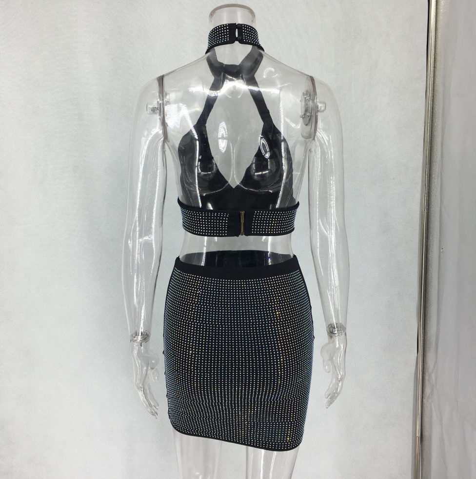 Women's Diamond Two Piece Skirt Set