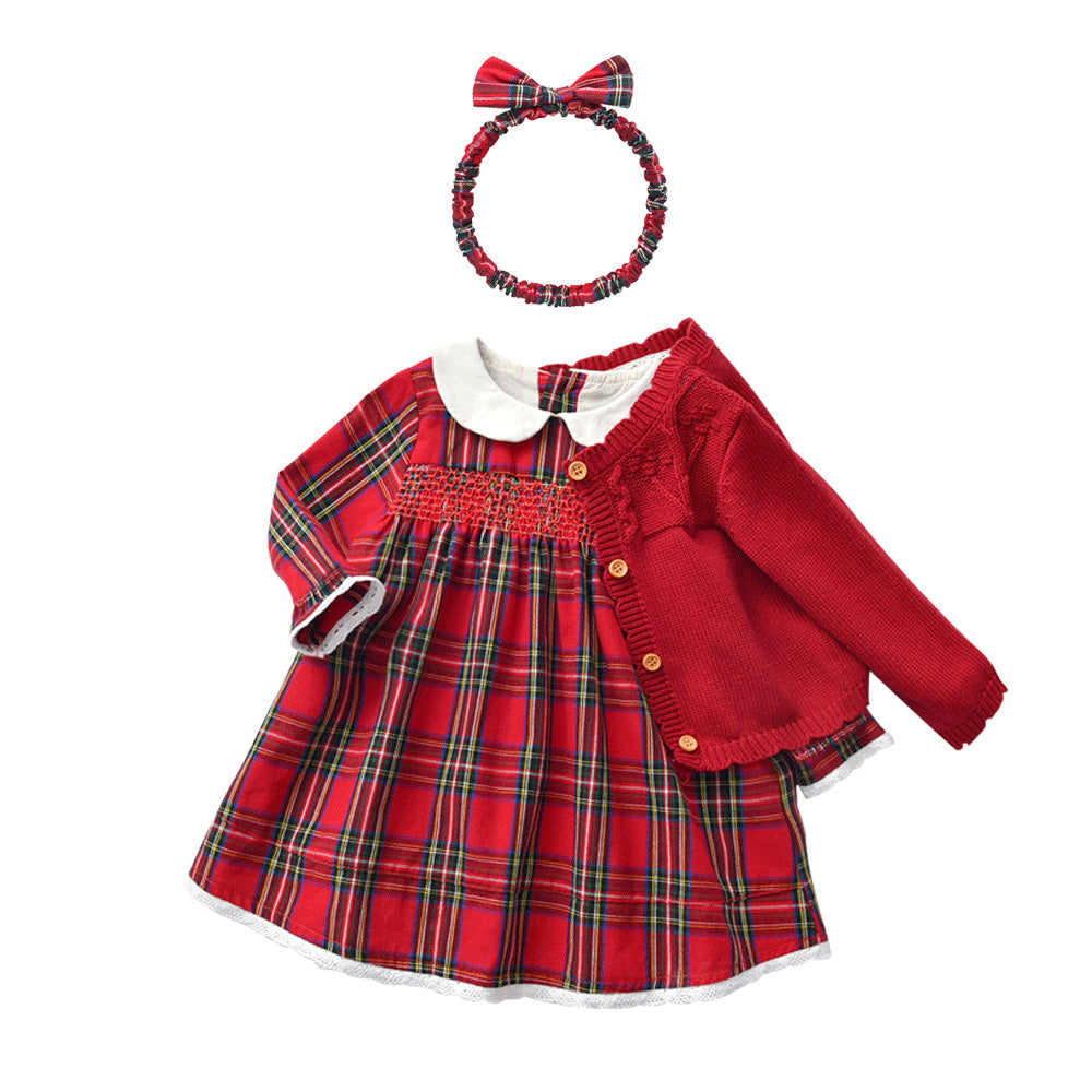 Little Girls' Red Checker Print Dress