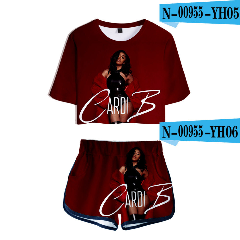 Trendy Sexy 3D Printed Short Sleeve Set