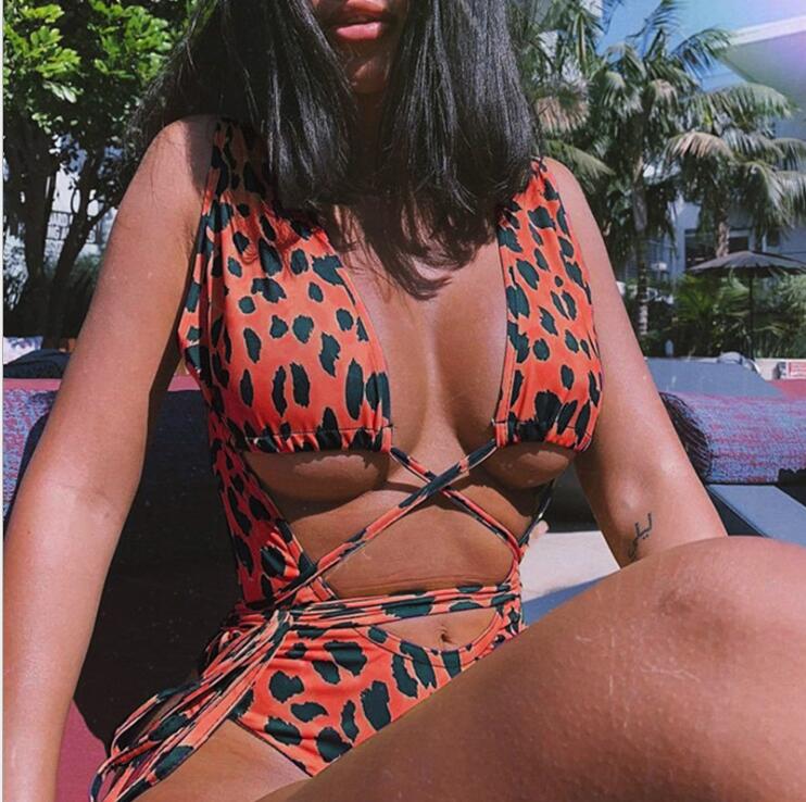 Leopard Orange One Piece Swimsuit
