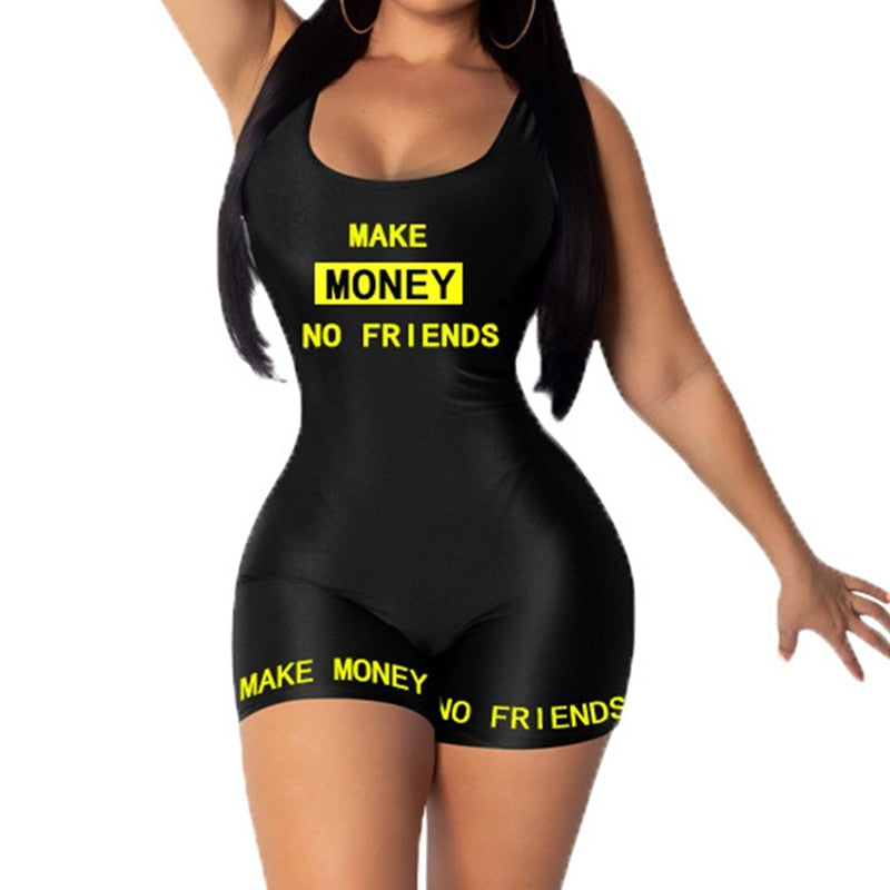 "No Friends" Sleeveless Women Fashion Romper