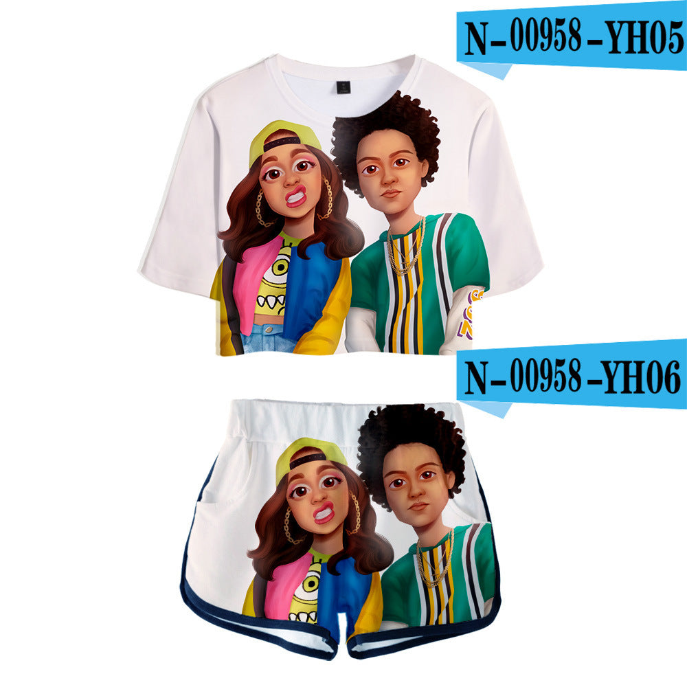 Trendy Sexy 3D Printed Short Sleeve Set