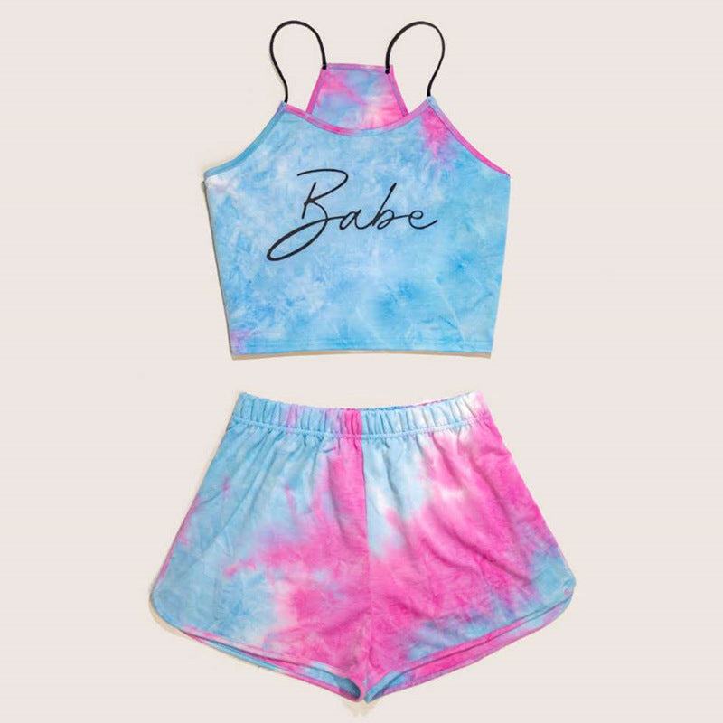 "Babe" Tie-dye Colorful Two Piece Set