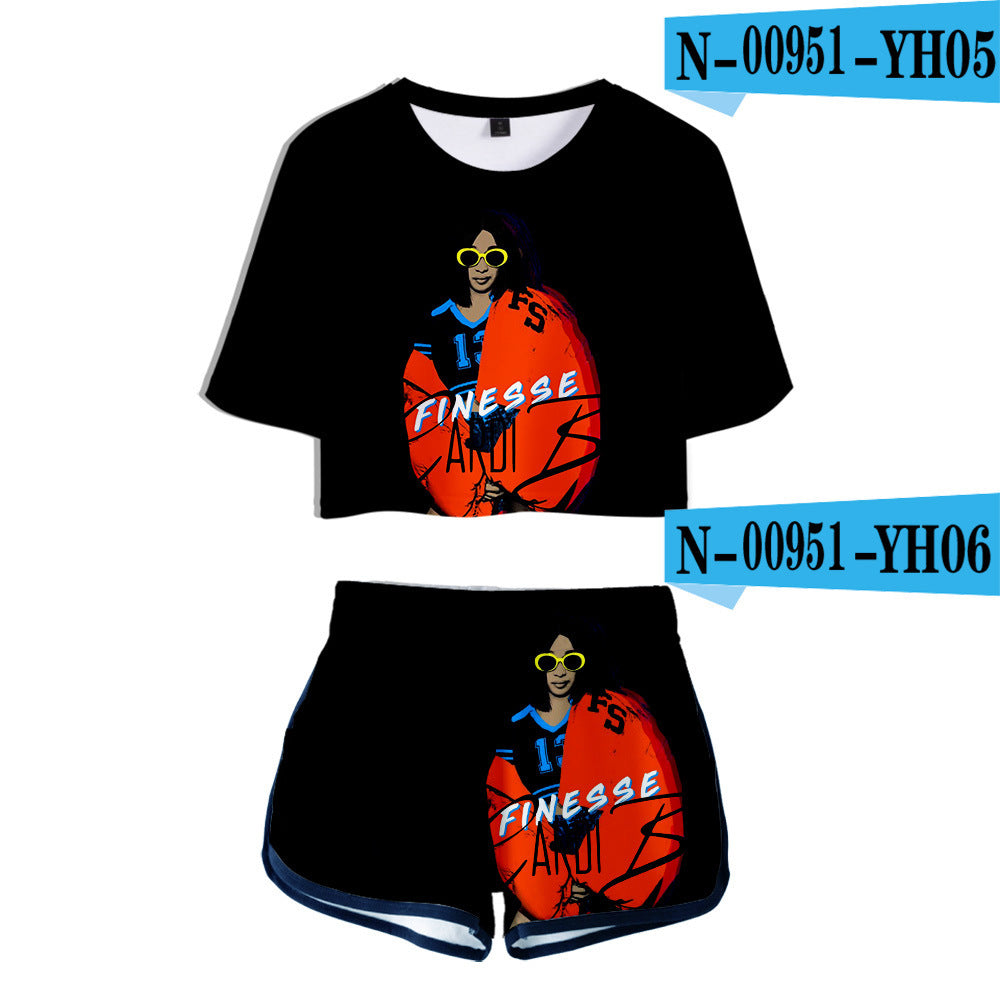 Trendy Sexy 3D Printed Short Sleeve Set