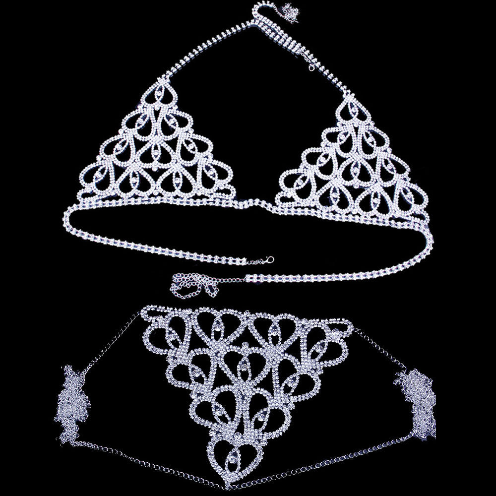 "Luxurious" Body Chain Rhinestone Luxury Underwear Set