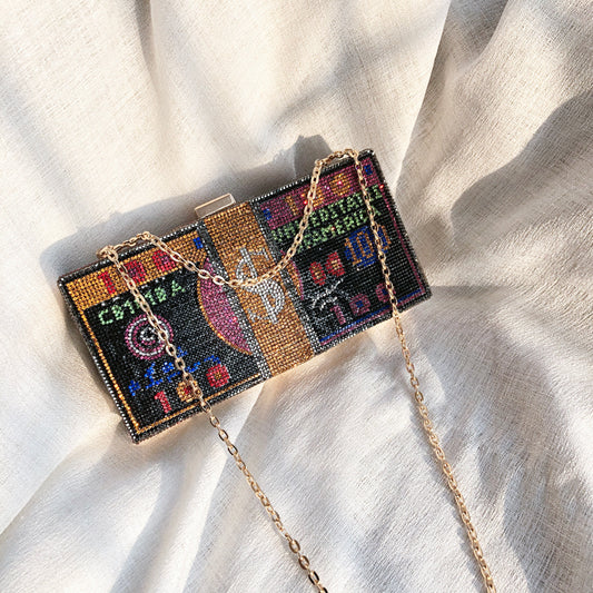 Women Crystal Diamond Cash Dollars Clutch Purse