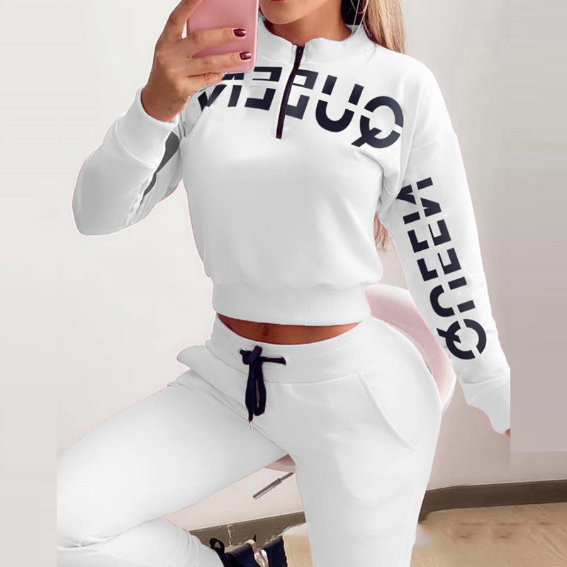 Women's Letter Printed Casual Two Piece Set