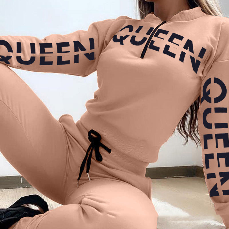 Women's Letter Printed Casual Two Piece Set