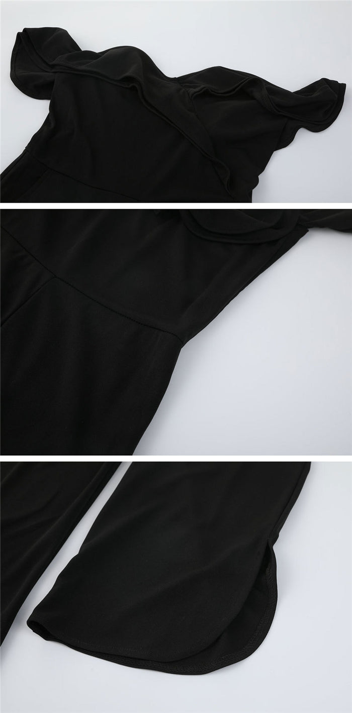 "Bossy" Women's Solid Jumpsuit With Open Shoulders