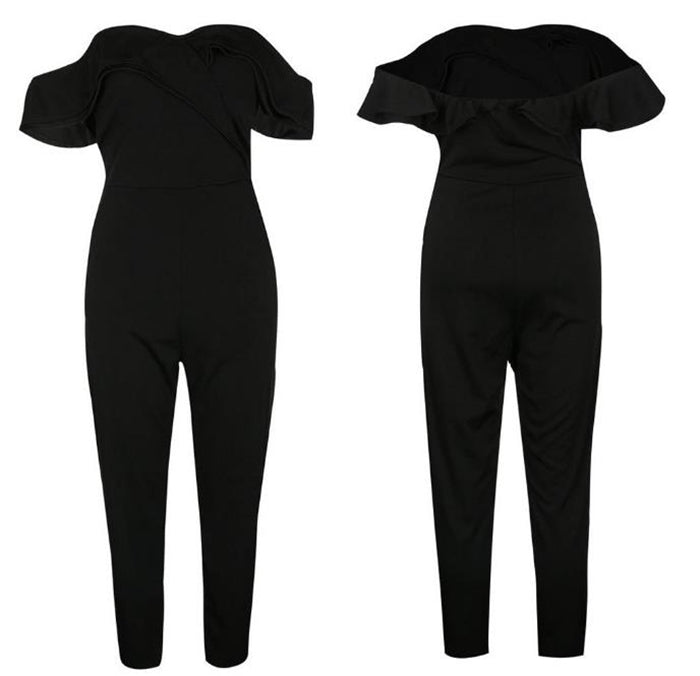 "Bossy" Women's Solid Jumpsuit With Open Shoulders