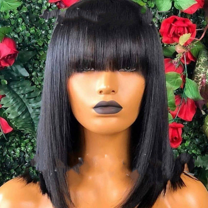 "Japanese Style" Short Black Wig with Bangs