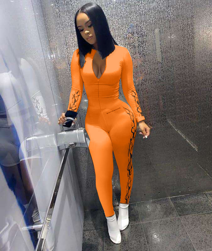 "Harajuku" Print Long Sleeve Jumpsuit