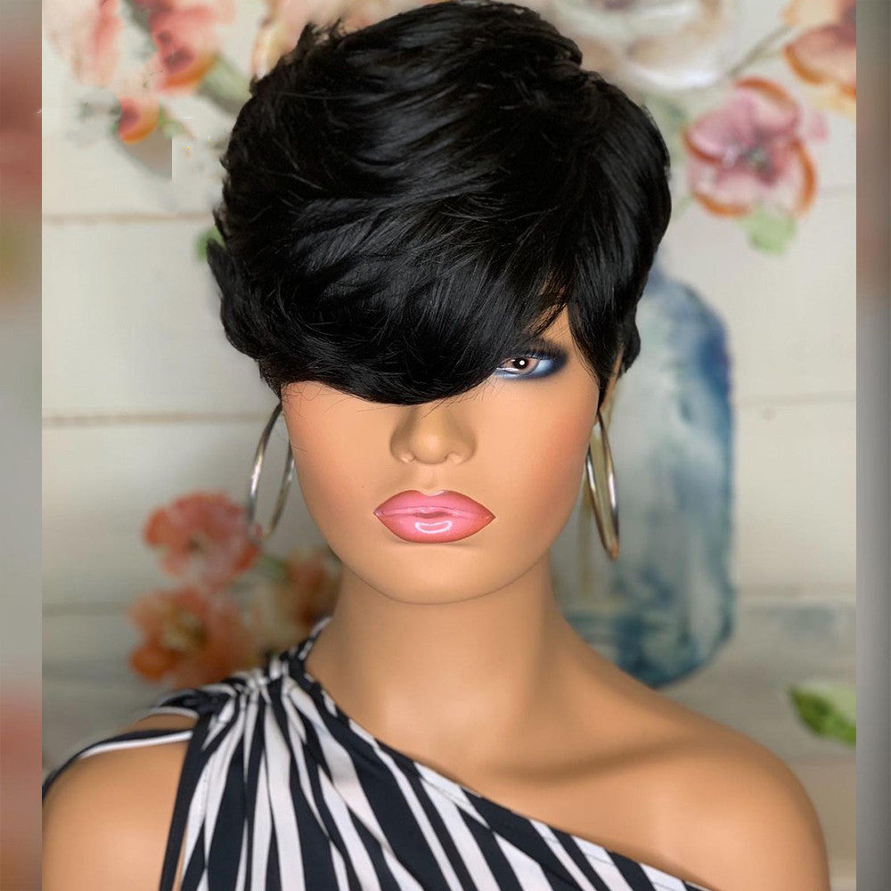 Women's Black Short Pixie Cut Wig