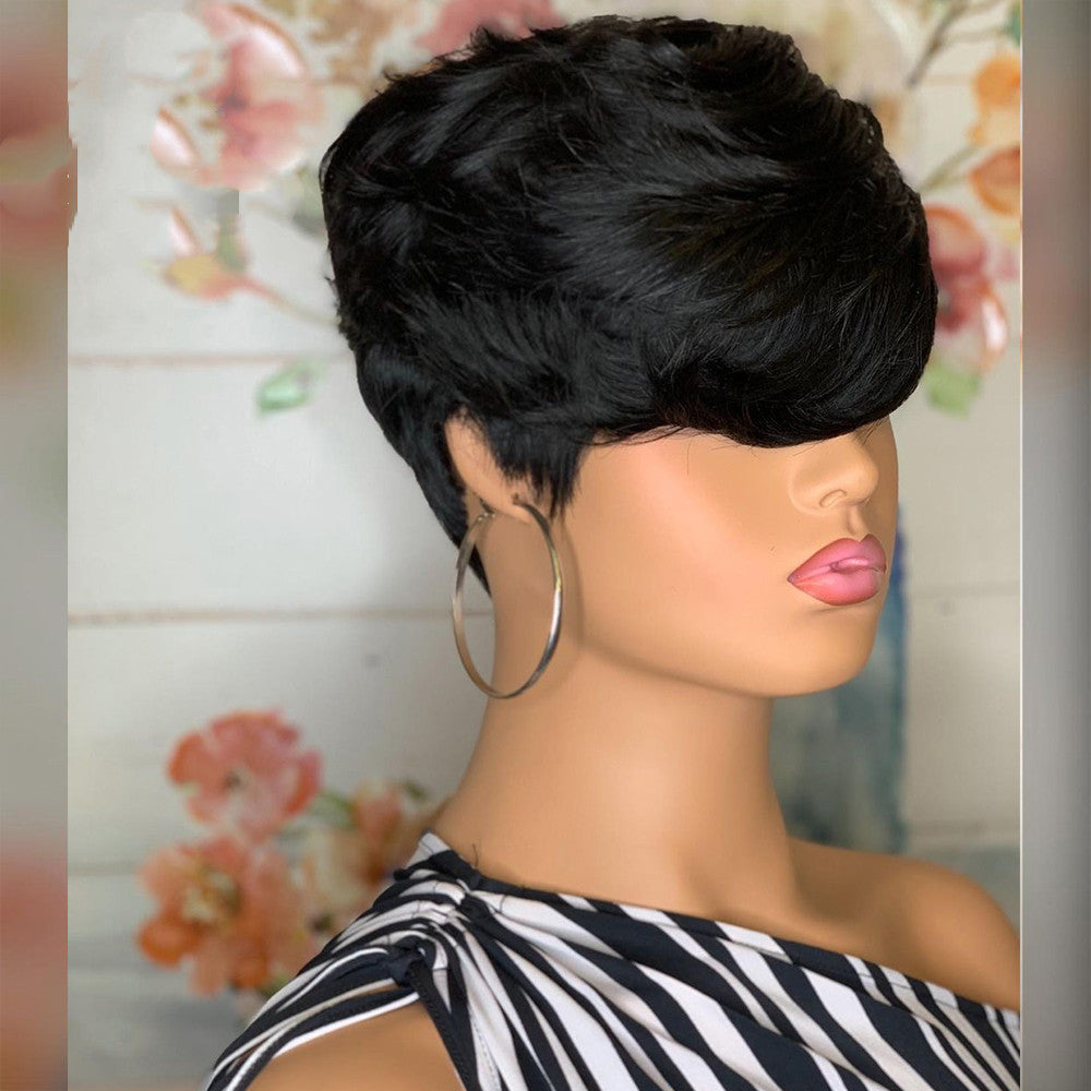 Women's Black Short Pixie Cut Wig