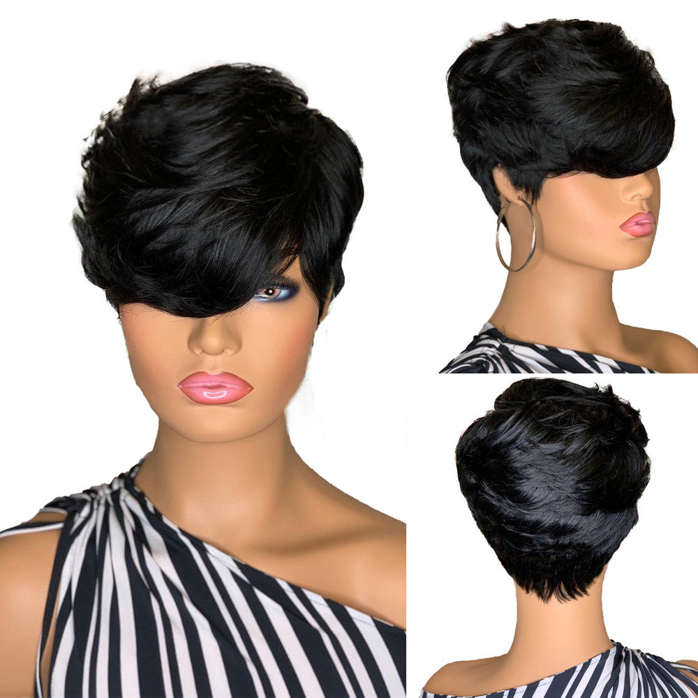 Women's Black Short Pixie Cut Wig