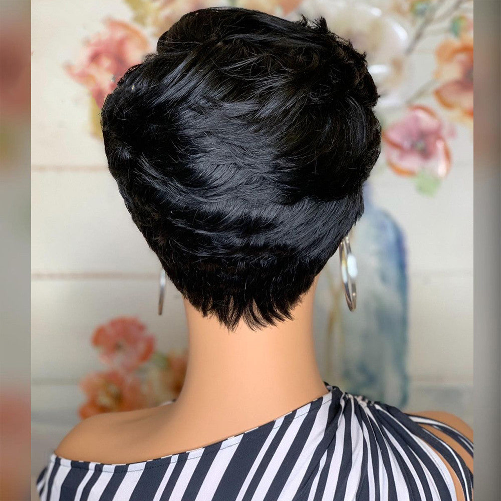 Women's Black Short Pixie Cut Wig