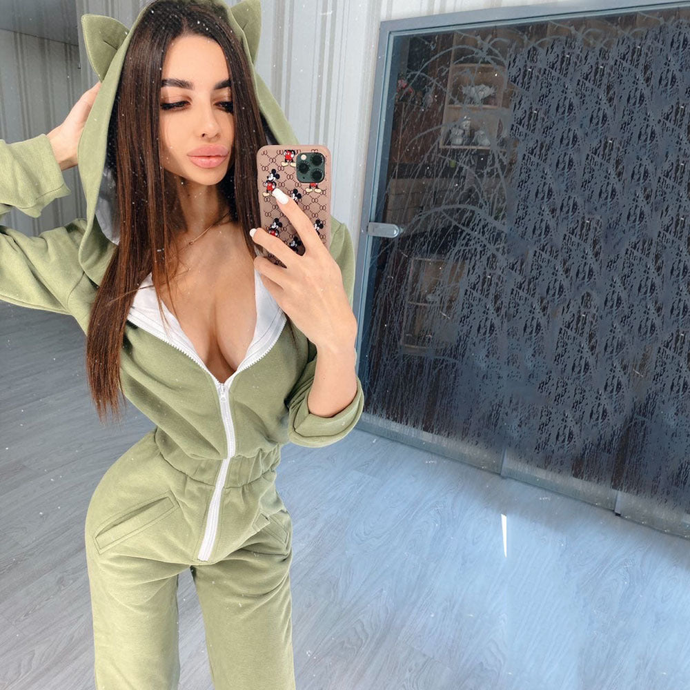 Women Lounge Wear Cotton Solid Jumpsuit