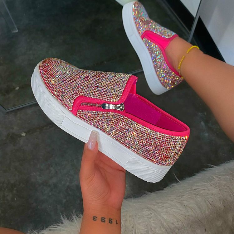 Rhinestone Casual Slip Ons
