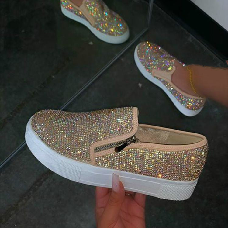 Rhinestone Casual Slip Ons