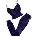 Women Pajama Two Piece Suede Set