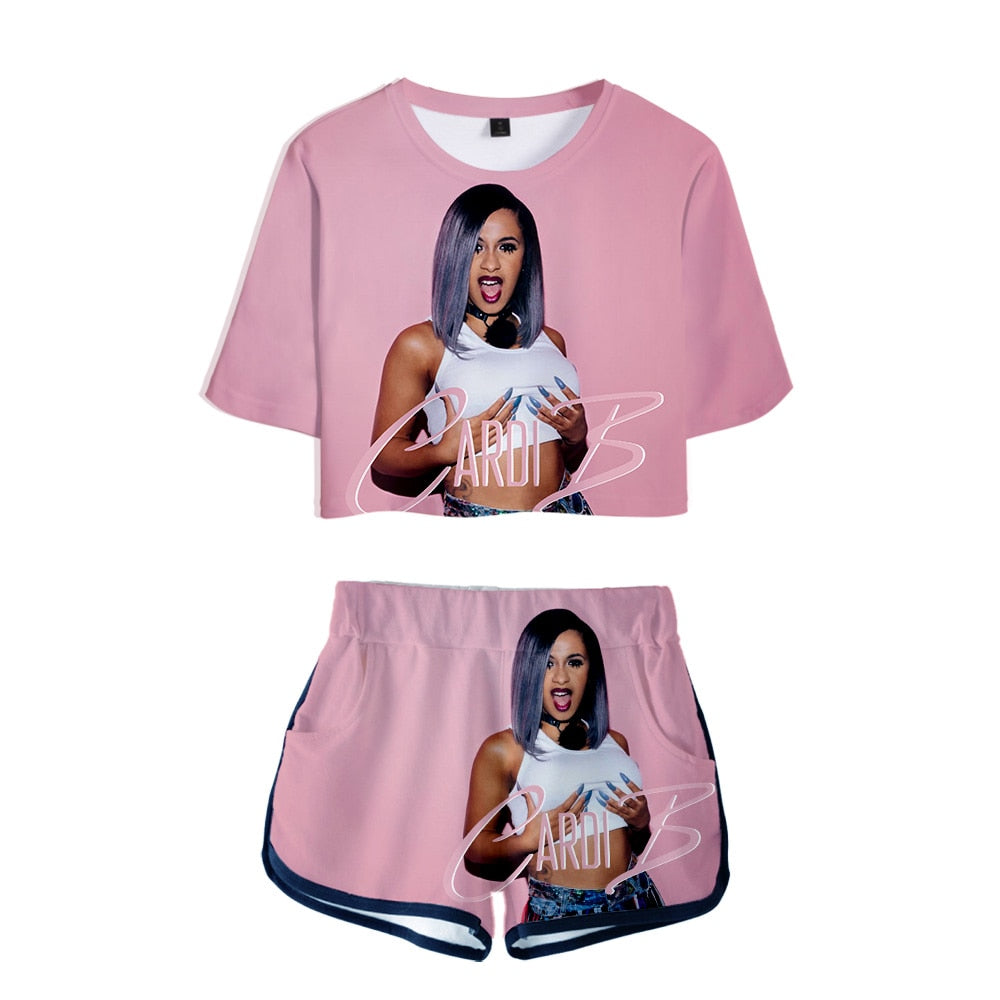 Trendy Sexy 3D Printed Short Sleeve Set