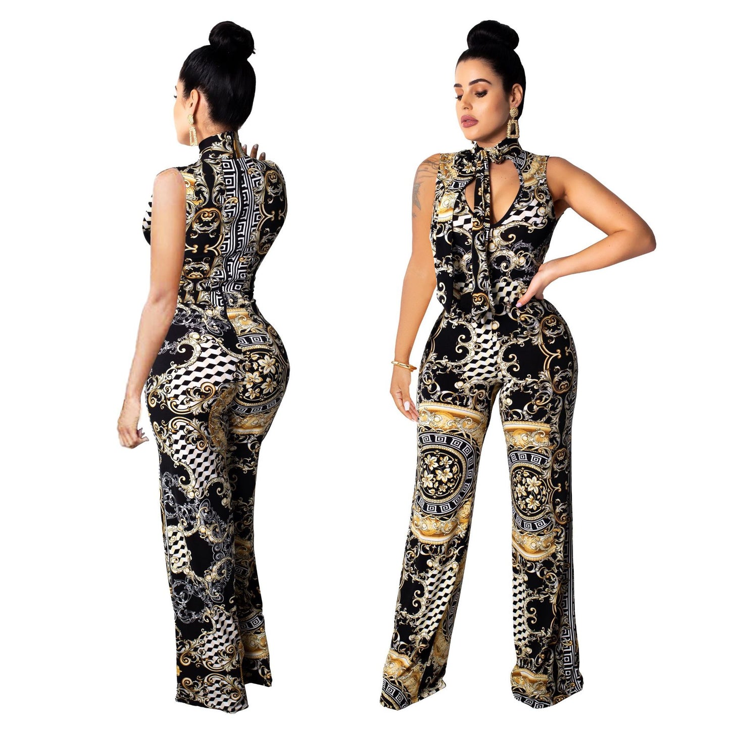 "Designer Queen" Printed Sleeveless Jumpsuit