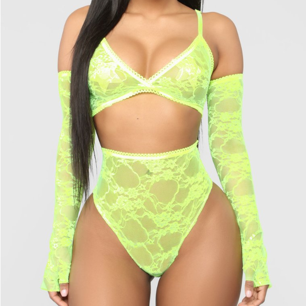 Women's Green Three Piece Lingerie