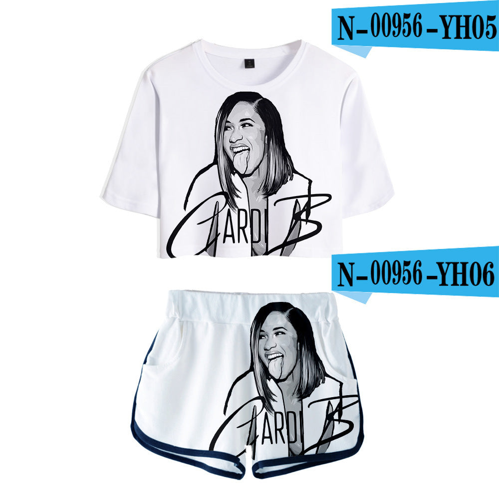 Trendy Sexy 3D Printed Short Sleeve Set